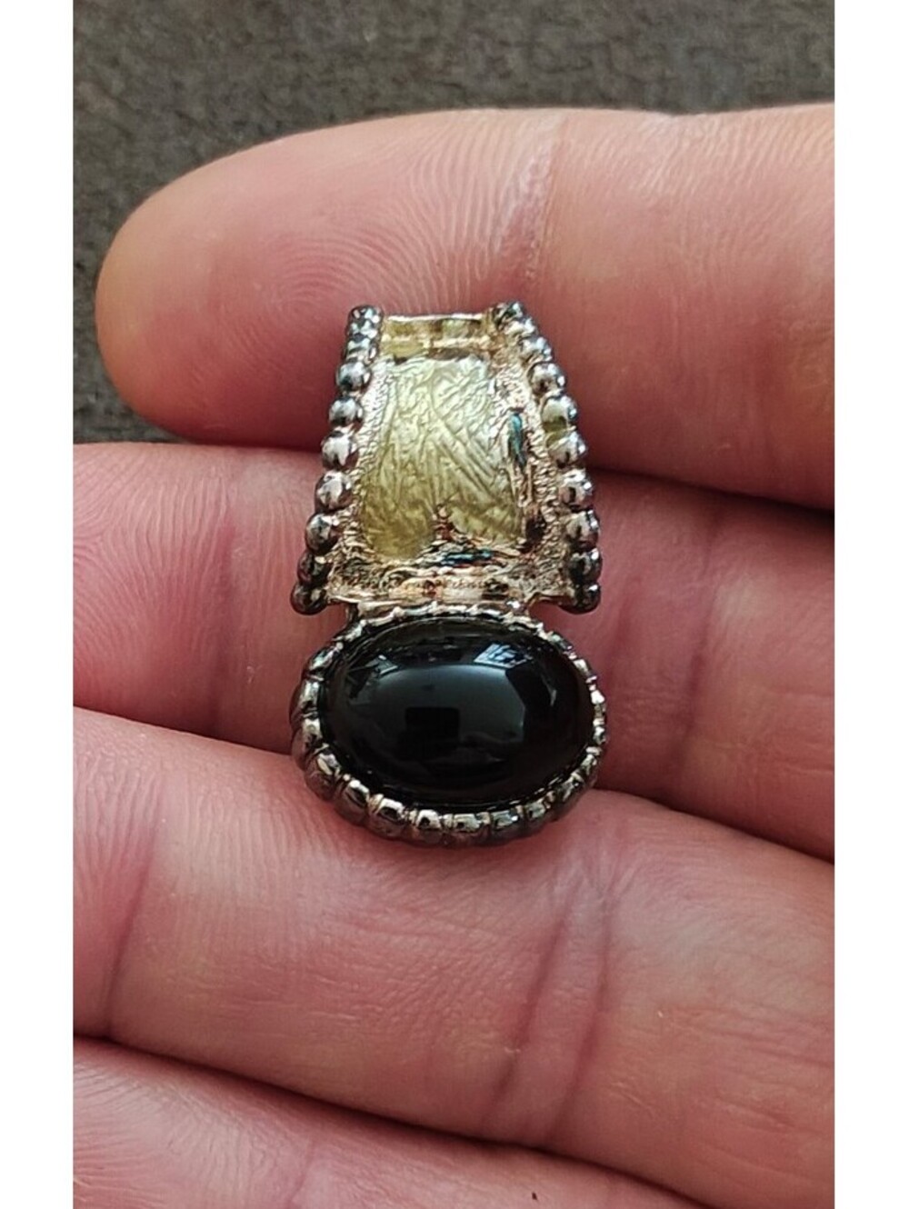 1990s Premier Designs "Mira" Two Tone Slide Pendant.